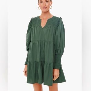 Pomander Place Tuckernuck Women's Ceci Mini Swing Dress Jaguar Green Smock Sz S